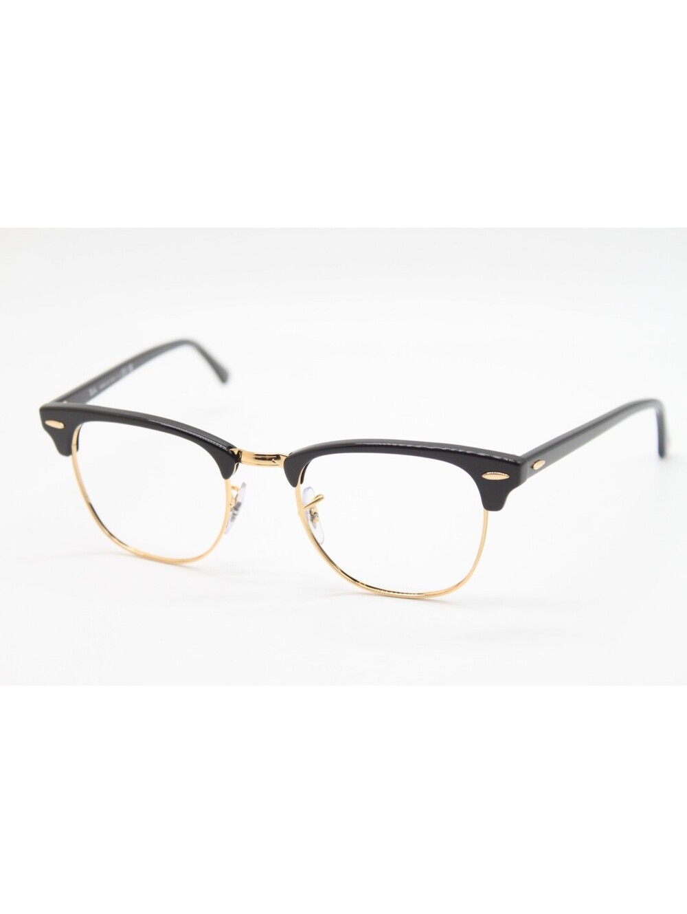 NEW RAY-BAN RB 3016 CLUBMASTER W0365 BLACK GOLD AUTHENTIC EYEGLASSES 51-21-145